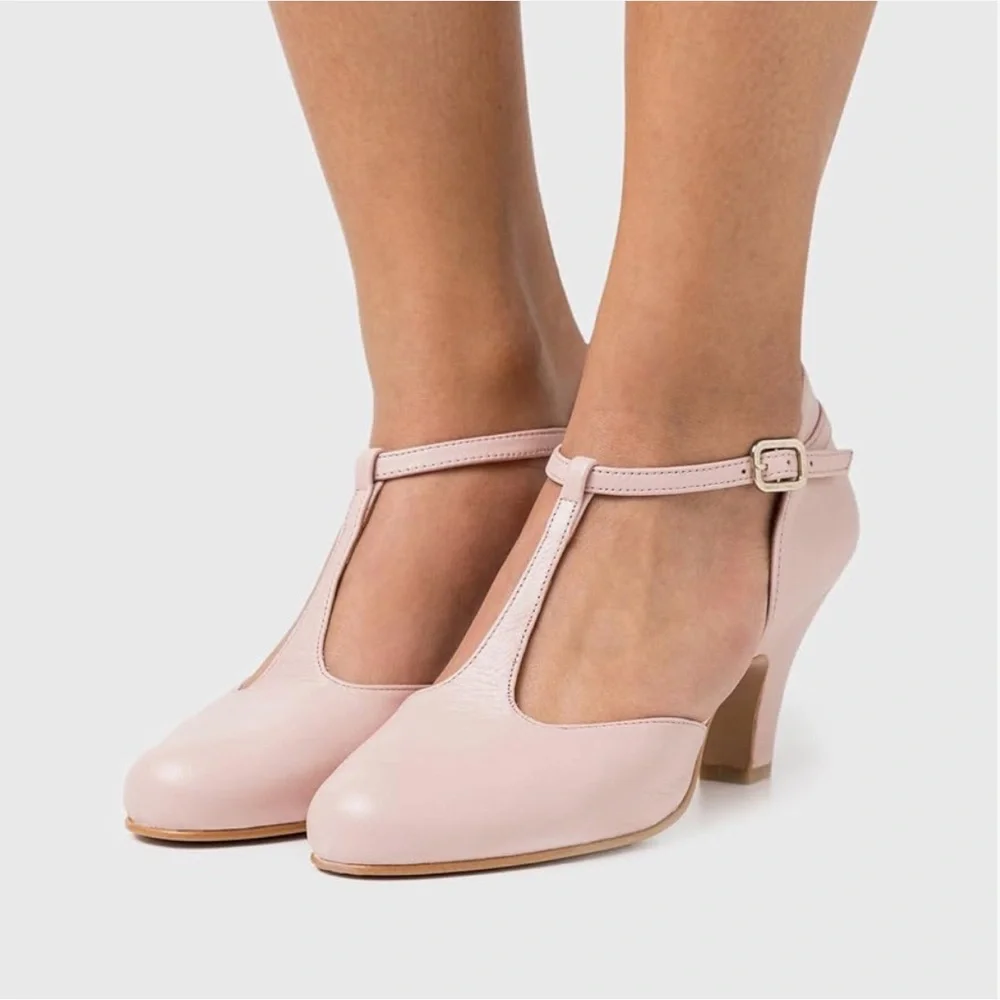 Pink Size 6 Mary Jane T-Strap Round Toe Heels - Picture 1 of 10